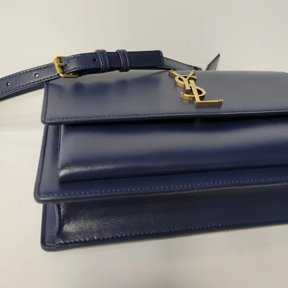 ❌SOLD❌SAINT LAURENT Blue Leather Medium Sunset Shoulder bag/Crossbody. - Picture 13 of 15